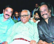 K balachandar with rajinikanth and kamal hassan