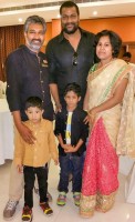 Prabhakar along with wife rajya lakshmi and children ritvik preetam, sriram rajamouli posing with director rajamouli